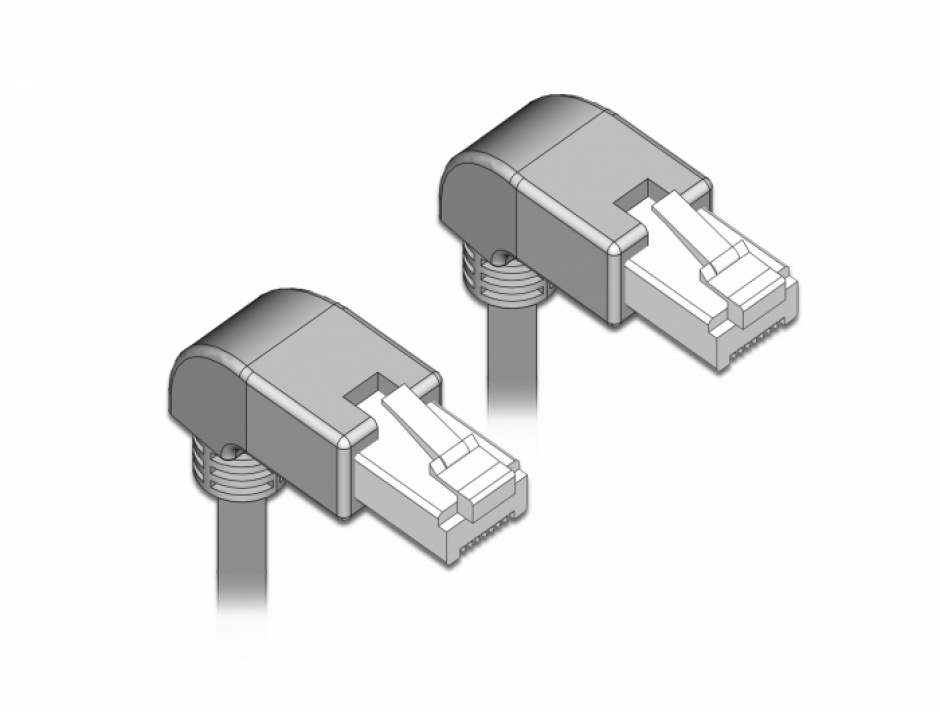 Imagine Cablu de retea RJ45 cat 6 S/FTP LSOH unghi jos 2m Gri, Delock 85869