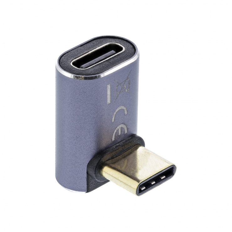 Imagine Adaptor USB 4 type C 8K60Hz/240W unghi sus/jos T-M metalic, InLine IL35900D